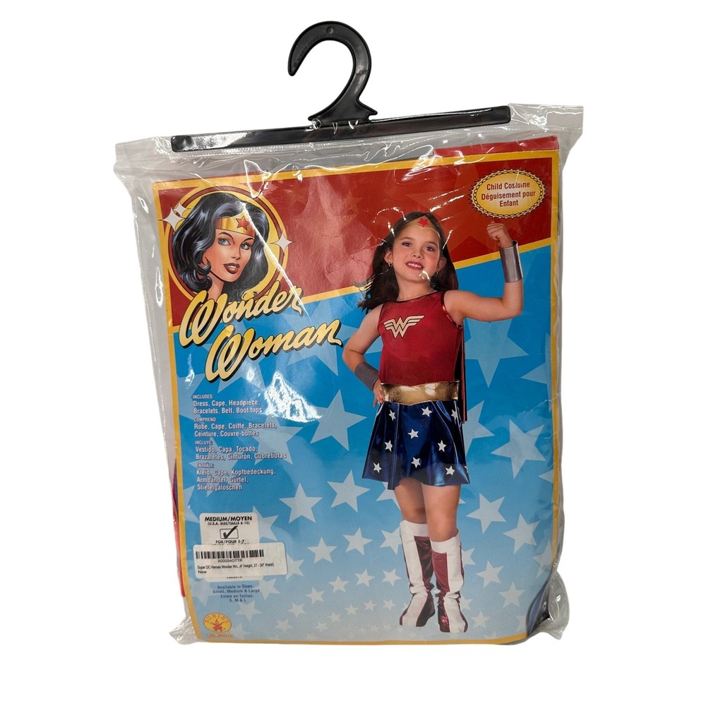 Rubies Wonder Woman Costume Kids Medium 8-10 Red Blue Superhero Dress Up Toy Set - Picture 1 of 16